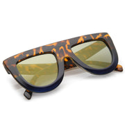 zeroUV Oversize Retro Modern Flat Top Mirrored Lens Sunglasses C275 Sunglasses