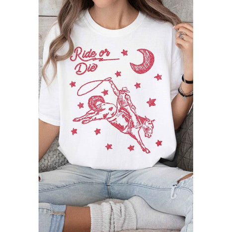 RIDE OR DIE WESTERN COWBOY GRAPHIC TEE