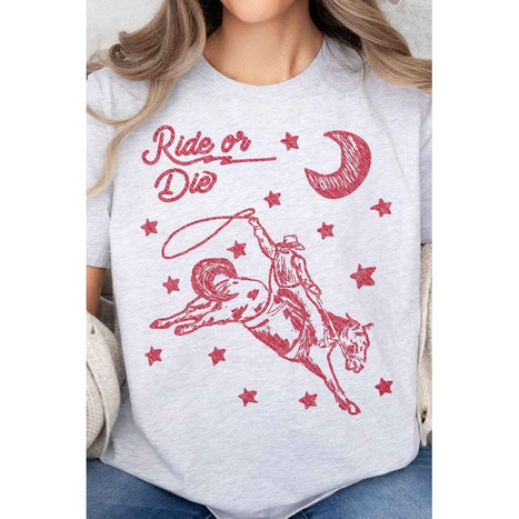 RIDE OR DIE WESTERN COWBOY OVERSIZED GRAPHIC TEE