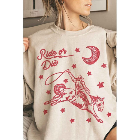 RIDE OR DIE WESTERN COWBOY OVERSIZED SWEATSHIRT