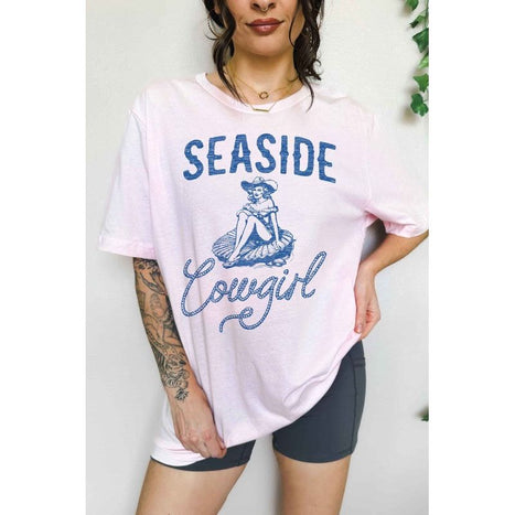 SEASIDE COWGIRL WESTERN OVERSIZED GRAPHIC TEE