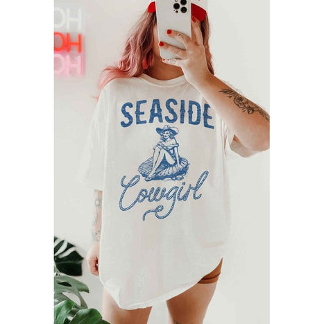 SEASIDE COWGIRL WESTERN OVERSIZED GRAPHIC TEE