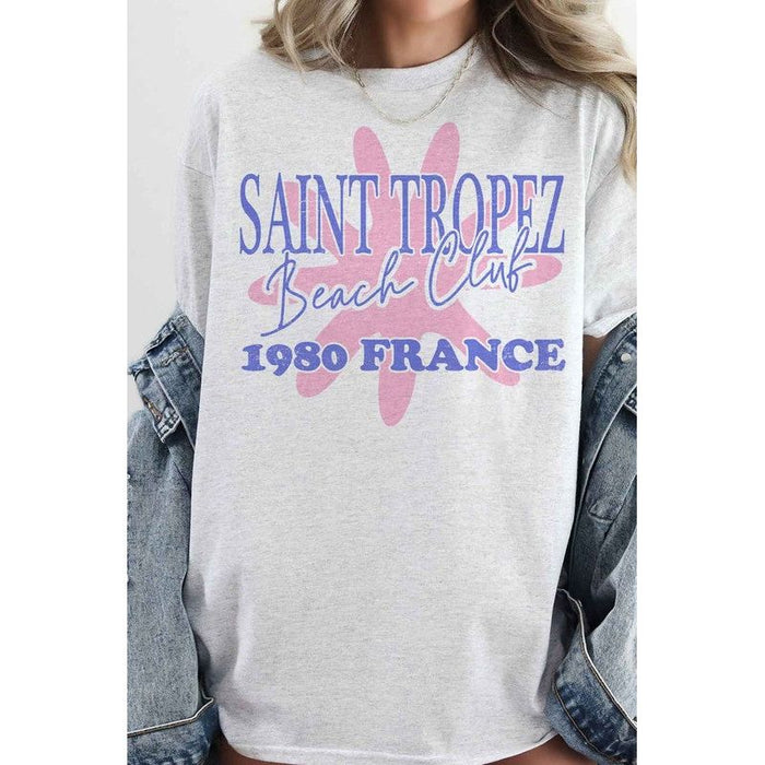 SAINT TROPEZ BEACH CLUB OVERSIZED GRAPHIC TEE