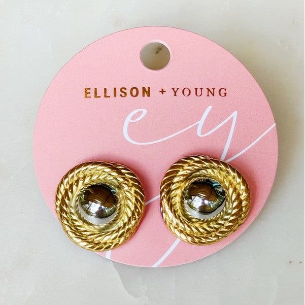 Two Toned Golden Day Stud Earrings