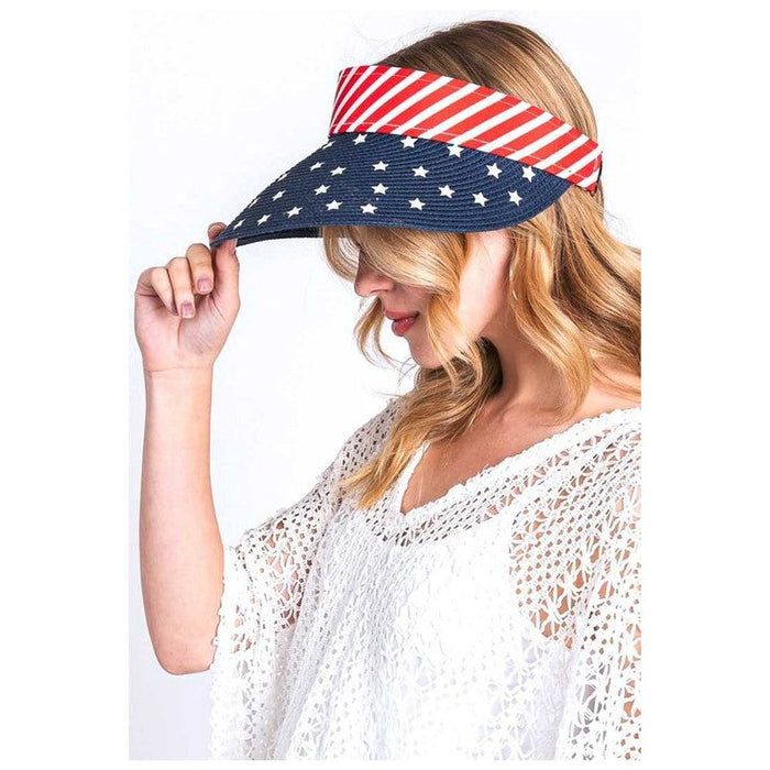 American Flag Printed Straw Visor