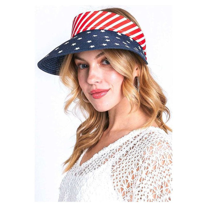 American Flag Printed Straw Visor