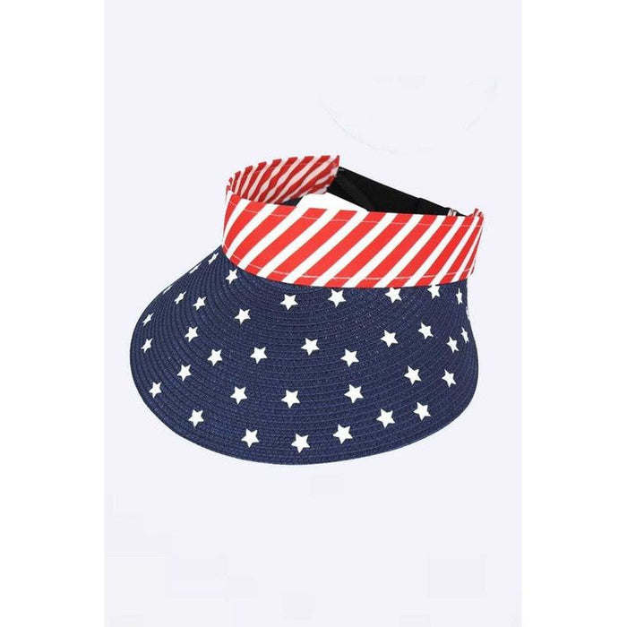 American Flag Printed Straw Visor