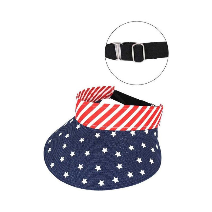 American Flag Printed Straw Visor