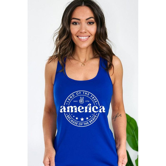 America Land of the Free Circle Tank Top