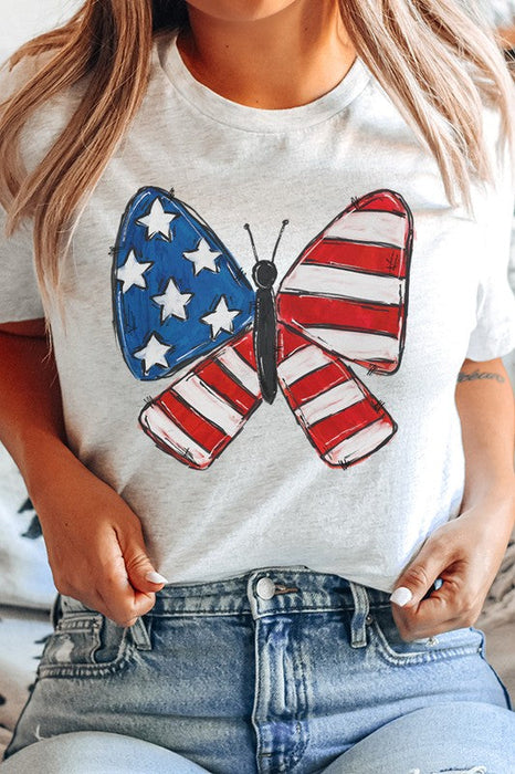 Patriotic America USA Butterfly Graphic Tee