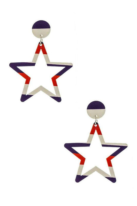 Patriot Color Printed Cutout Star Earrings