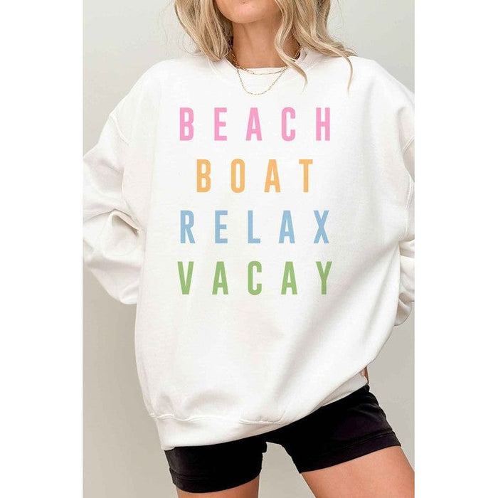 BEACH BOAT RELAX VACAY OVERSIZED SWEATSHIRT