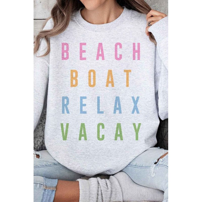 BEACH BOAT RELAX VACAY OVERSIZED SWEATSHIRT