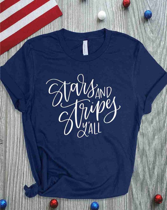 Stars & Stripes Y'ALL Crew Neck Graphic Tee