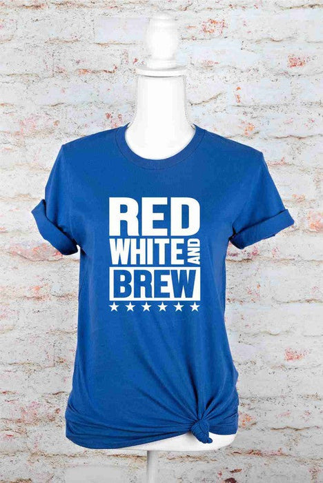 Red White and Brew  Crew Neck Graphic Tee