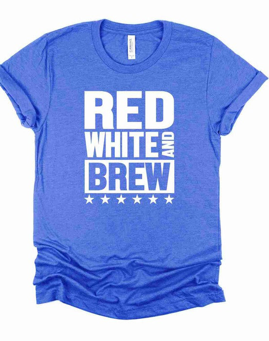 Red White and Brew  Crew Neck Graphic Tee