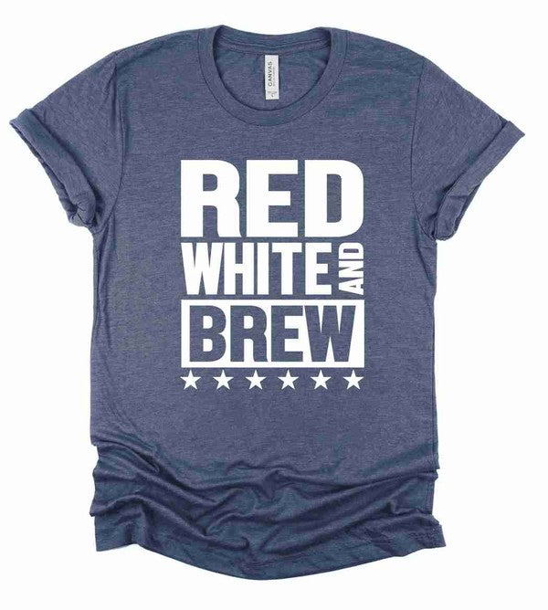 Red White and Brew  Crew Neck Graphic Tee