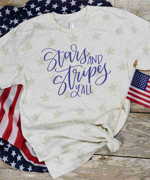 Stars and Stripes Y'all Graphic Star Tee