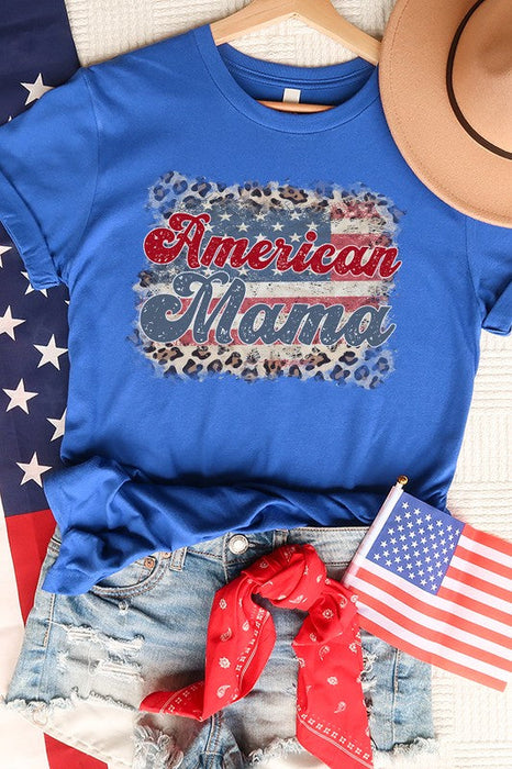 Patriotic American Mama Leopard Graphic Tee