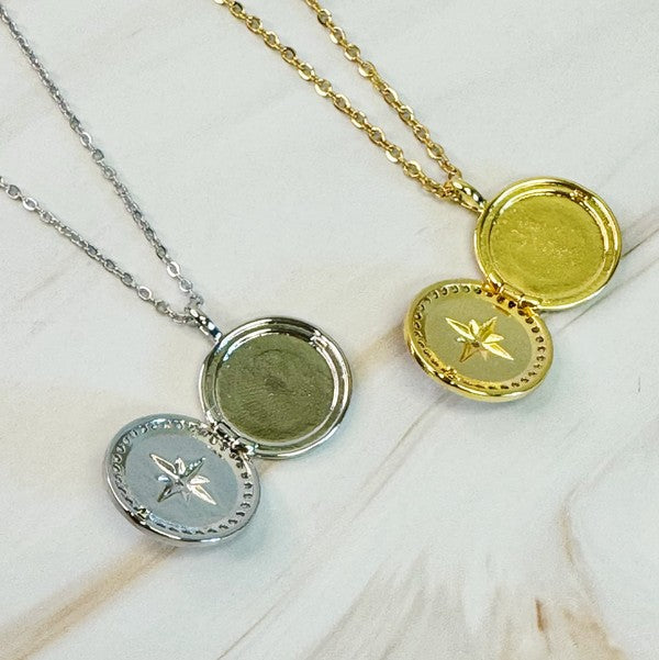 Shine Compass Open Locket Pendant Necklace