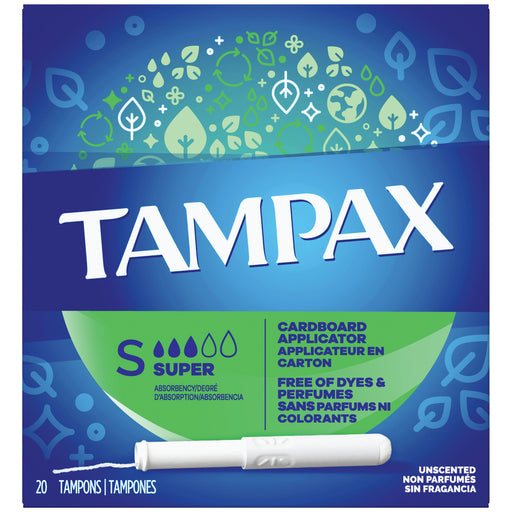 Tampax Tampax Cardboard Applicator Super Absorbency Tampons Tampons