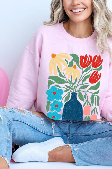 Boho Abstract Floral  Graphic Fleece Sweatshirts