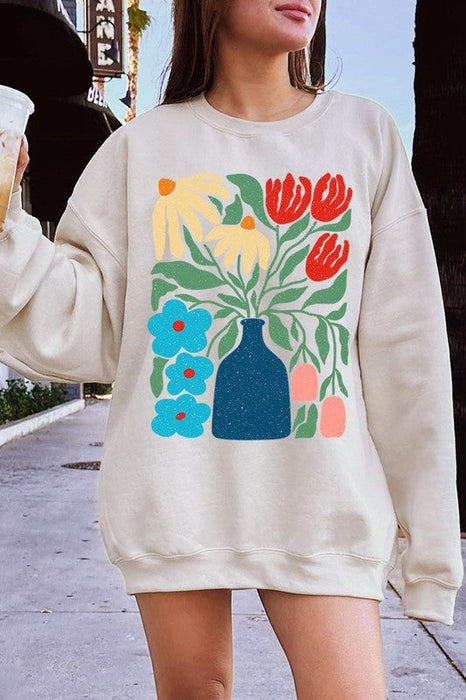 Boho Abstract Floral  Graphic Fleece Sweatshirts