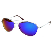 zeroUV Retro Flash Color Mirrored Lens Metal Aviator Sunglasses 1485 Sunglasses White Smoke Ice