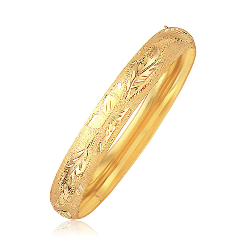 Bids.com Classic Floral Carved Bangle in 14k Yellow Gold (10.0mm) Bracelets