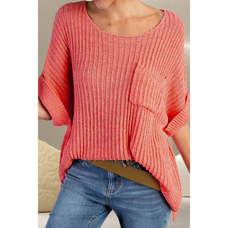 Round Neck Half Sleeve Knit Top