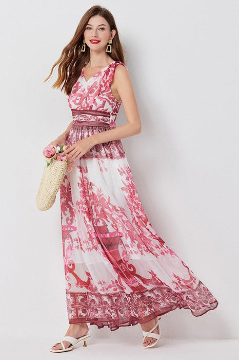 WOMEN FASHION CHIFFON MAXI DRESS