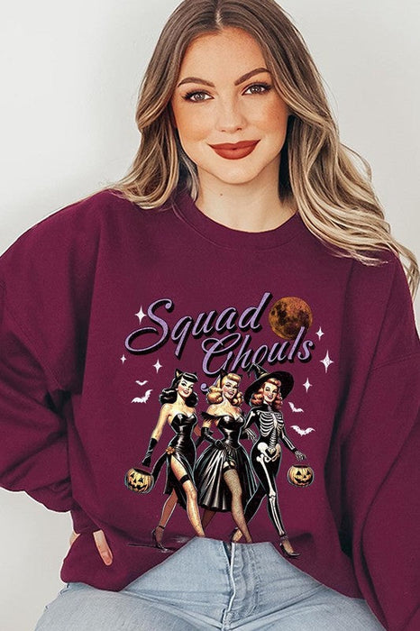 Halloween Squad Ghouls Graphic Fleece Sweatshirts