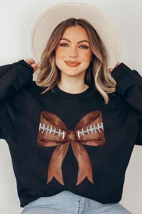 Coquette Football Bow Graphic Fleece Sweatshirts