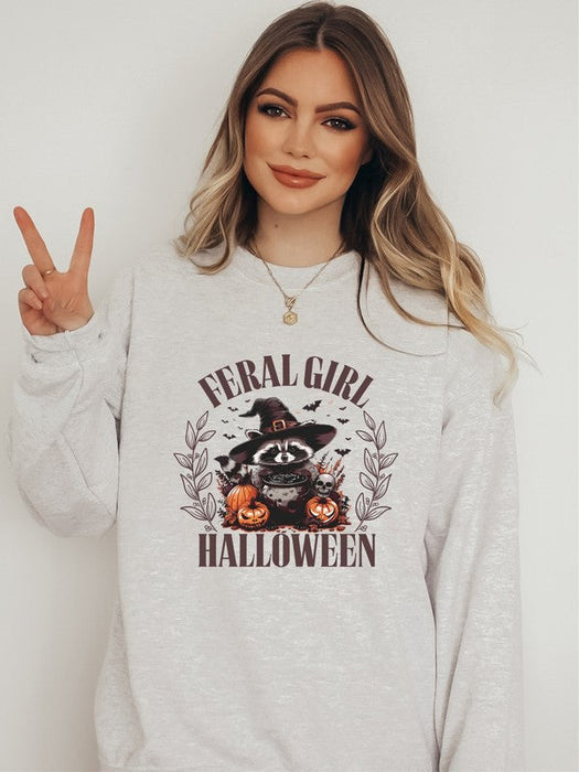 Feral Girl Halloween Crew Neck Sweatshirt