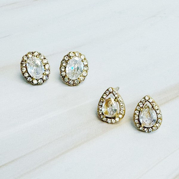 Ideal Cut Crusted Stud Earrings