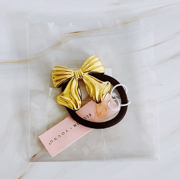 Luxe Golden Bow Hair Tie