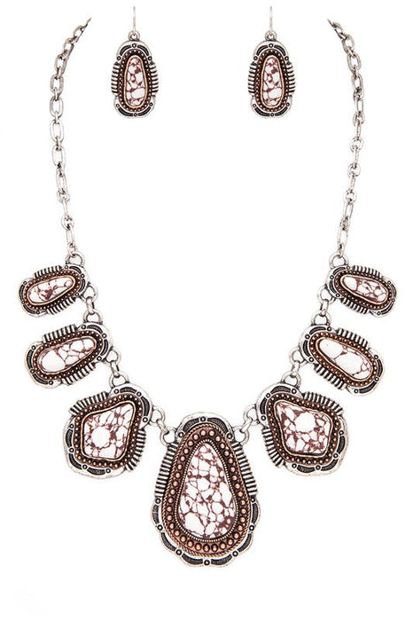 Statement Stone Bib Necklace Set