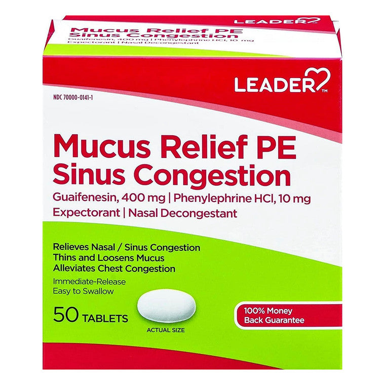 Leader Leader Mucus Relief Pe Sinus Congestion Tablets Medicine & Drugs