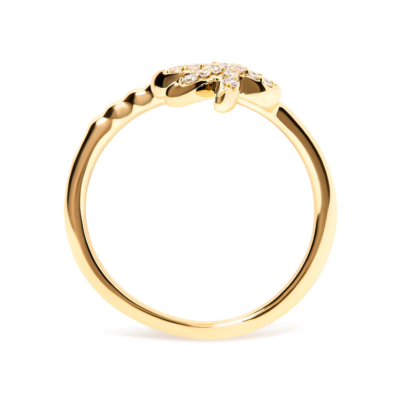Bids.com 10K Yellow Gold 1/10 Cttw Diamond  Palm Tree Statement Ring (H-I Color, I1-I2 Clarity) - Ring Size 7 Rings