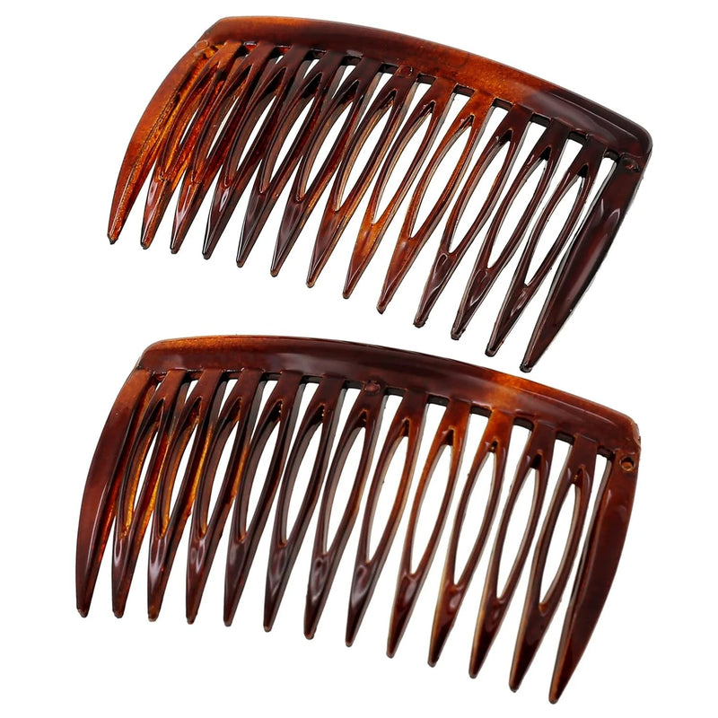 Camila Camila Paris AD825/2 French Hair Side Comb, Small, Curved Tortoise Shell French Twist Hair Combs Decorative, Strong Hold Hair Clips For Women Bun Chignon Up-Do Girls Hair Accessories, Made In France Hair Care White Smoke