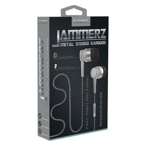 Coby Coby® Jammerz Metal Tangle-Free Earbuds – Silver (CVE-200-SLV) Audio