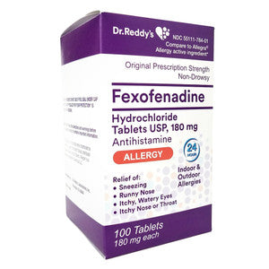Dr Reddys Dr Reddys Fexofenadine 180 Mg Tablets Allergy Relief 100 Count -Exp Date 06-2025 Health Care