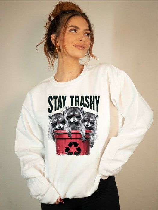 Stay Trashy Racoon Graphic Sweatshirt