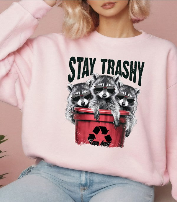 Stay Trashy Racoon Graphic Sweatshirt