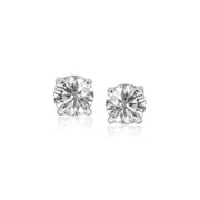 Bids.com Sterling Silver Stud Earrings with White Hue Faceted Cubic Zirconia Earrings