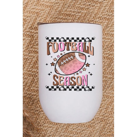 Game Day Pink Brown Football Season Wine Cup