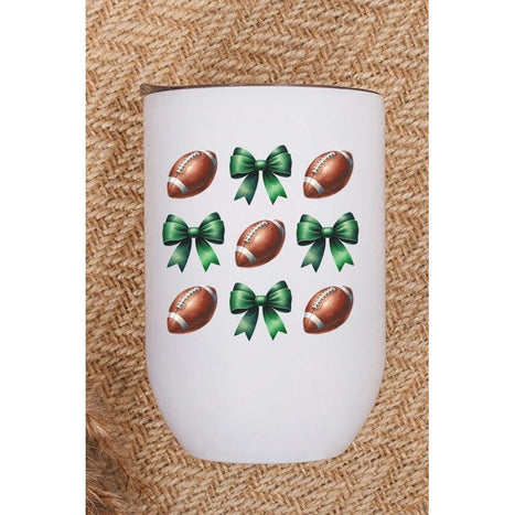 Game Day Football Bows Green Wine Cup