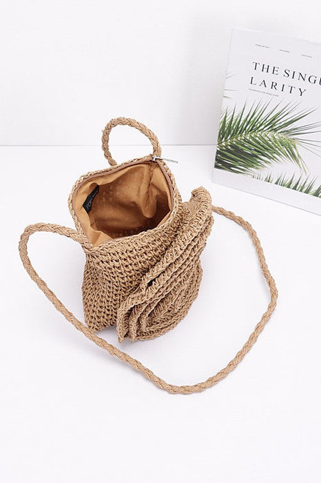 Faux Straw Large Flower Swing Crossbody Bag