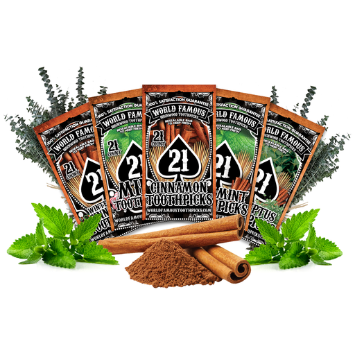 BiteMyWood BiteMyWood Flavored Birchwood Toothpicks in Plastic Reusable Bag 21 qty 5 Flavors To Choose From Beauty & Personal Care - Nasal & Oral Care - Dental Floss & Picks