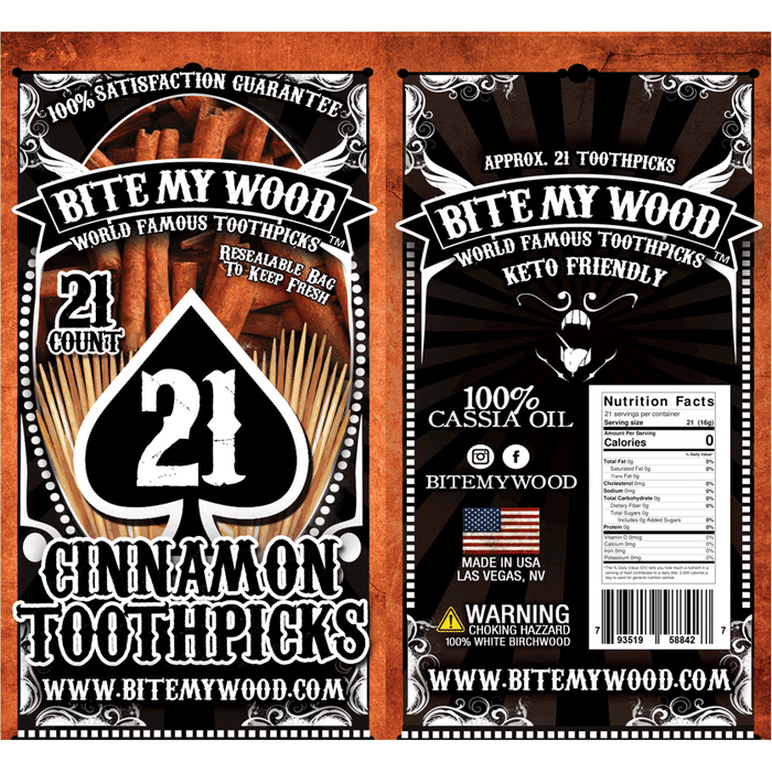 Bitemywood Flavored Birchwood Toothpicks In Plastic Reusable Bag 21 Qty 5 Flavors To Choose From